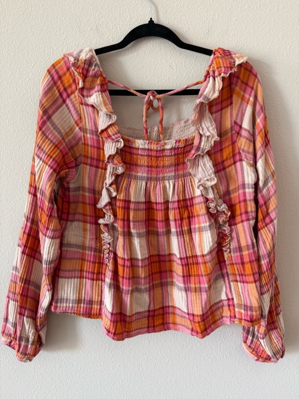 We the Free Siena Plaid Pullover Top Medium - Picture 6 of 6